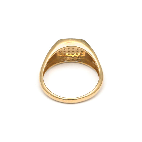 Anillo diseño especial con circonias en oro amarillo 14 kilates