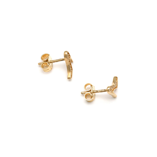 Aretes diseño especial motivo zapatilla con circonias en oro amarillo 14 kilates.