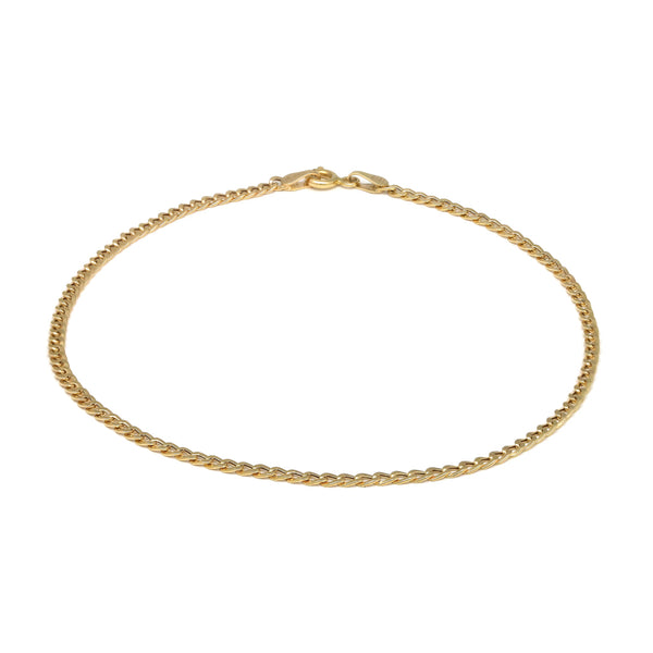 Tobillera eslabón barbado en oro amarillo 14 kilates.