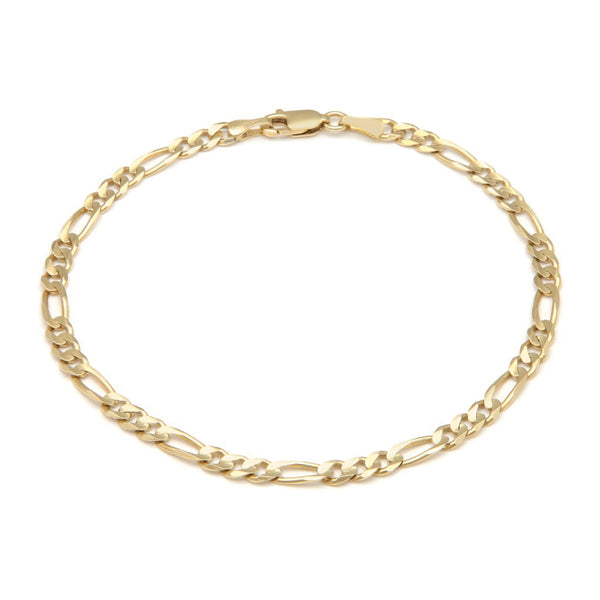 Pulsera de tres eslabones por uno en oro amarillo 14 kilates.
