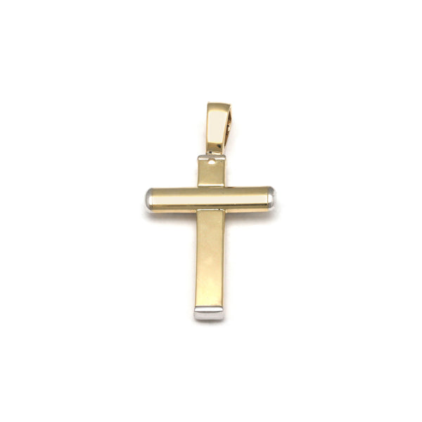 Cruz diseño especial en oro dos tonos 14 kilates.