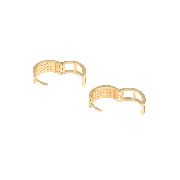 Arracadas articuladas con circonias en oro amarillo 14 kilates.