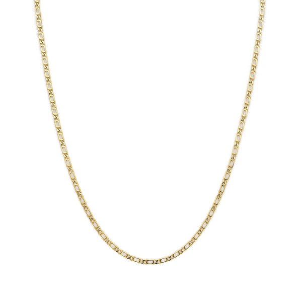 Collar eslabón nudo egipcio en oro amarillo 14 kilates.