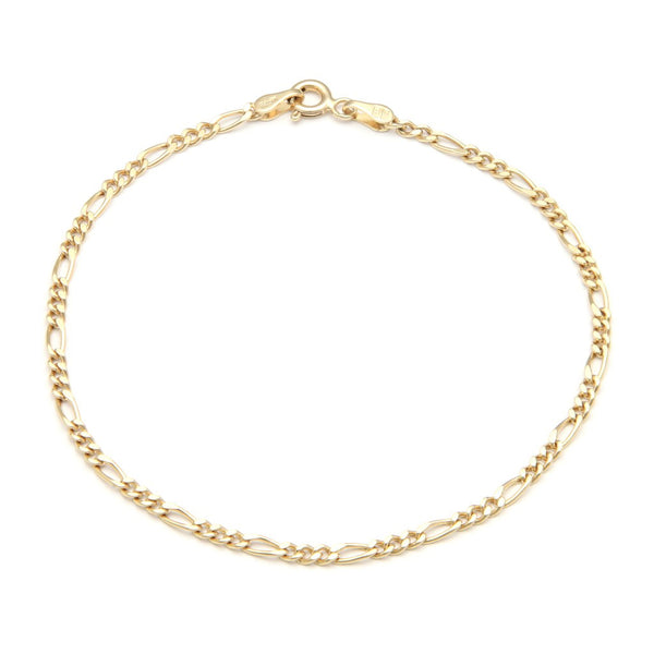 Pulsera de tres eslabones por uno en oro amarillo 14 kilates.