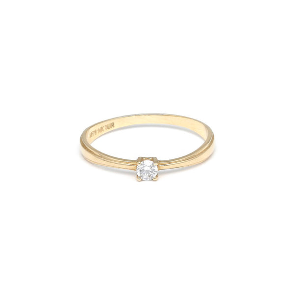 Anillo de compromiso con circonia en oro amarillo 14 kilates.