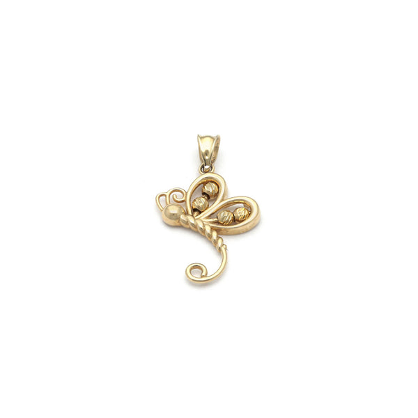 Dije diseño especial motivo mariposa en oro amarillo 14 kilates.