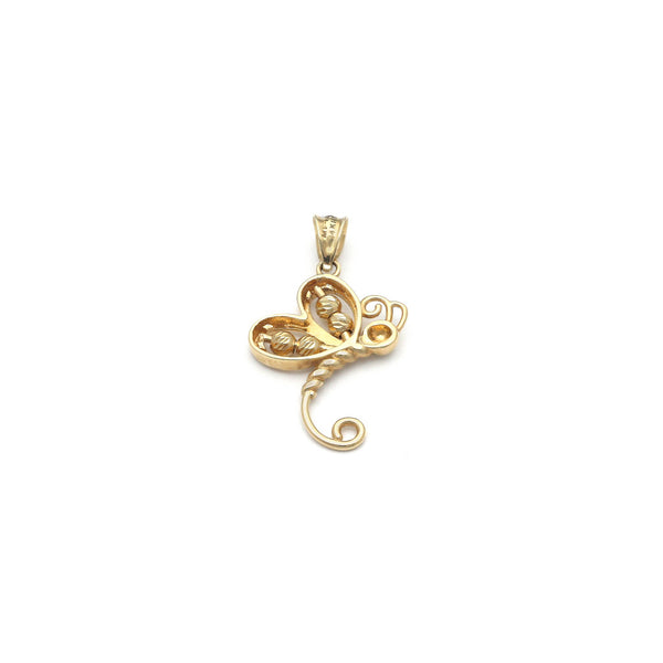 Dije diseño especial motivo mariposa en oro amarillo 14 kilates.