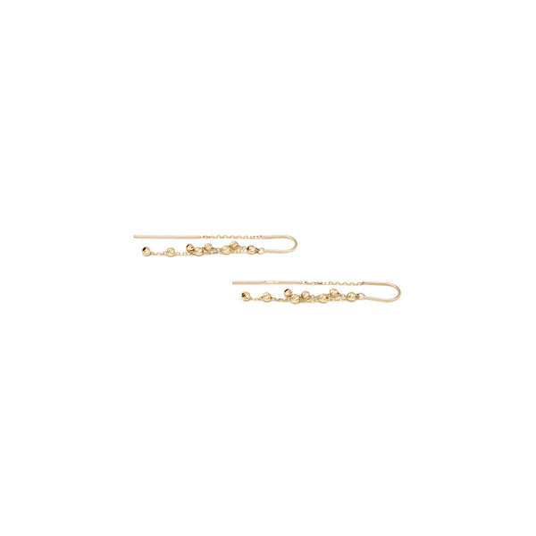 Aretes diseño especial con colgantes en oro amarillo 14 kilates.