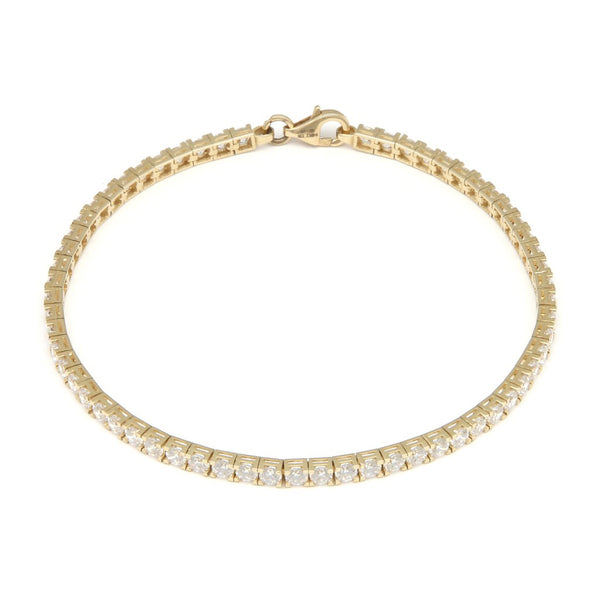 Pulsera eslabón articulado con circonias en oro amarillo 14 kilates.