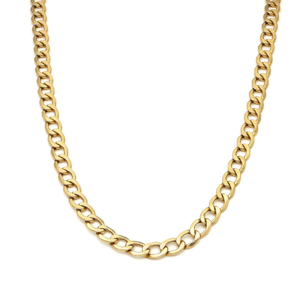 Collar eslabón encontrado hueco en oro amarillo 14 kilates.