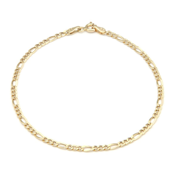 Pulsera de tres eslabones por uno en oro amarillo 14 kilates.