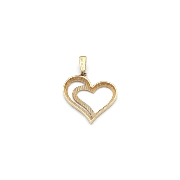 Dije calado motivo corazón en oro amarillo 14 kilates.