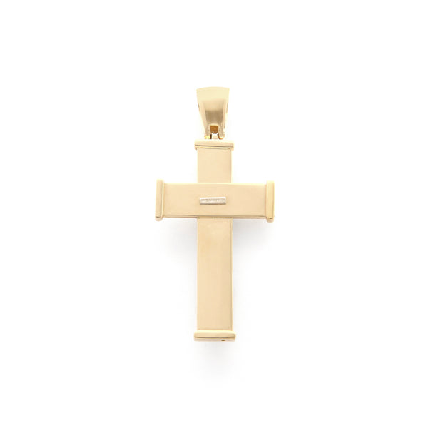 Crucifijo liso en oro amarillo 14 kilates.