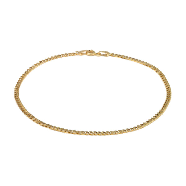 Tobillera eslabón barbado en oro amarillo 14 kilates.