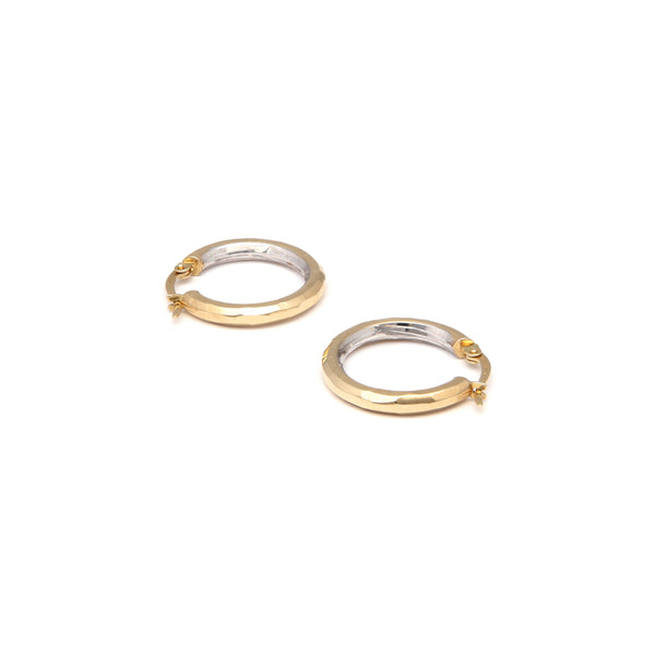 Arracadas diseño especial en oro dos tonos 14 kilates.