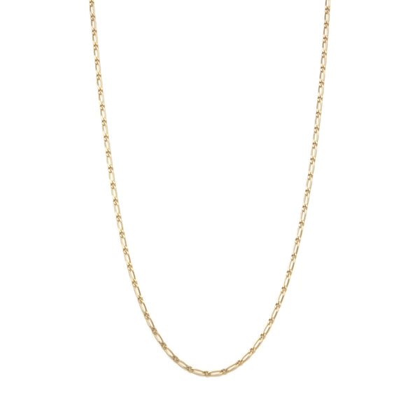 Collar eslabón uno por uno en oro amarillo 14 kilates.