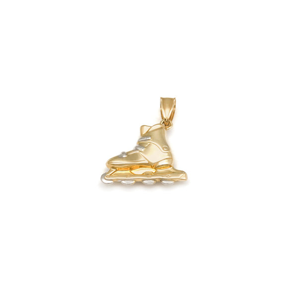 Dije hueco motivo patín en oro amarillo 14 kilates.