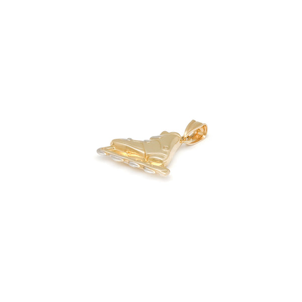 Dije hueco motivo patín en oro amarillo 14 kilates.