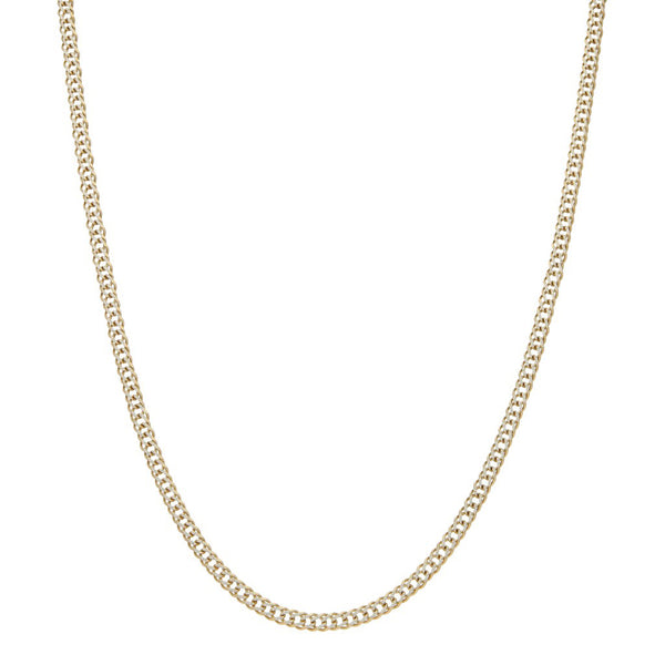 Collar eslabón encontrado doble platinado en oro amarillo 14 kilates.