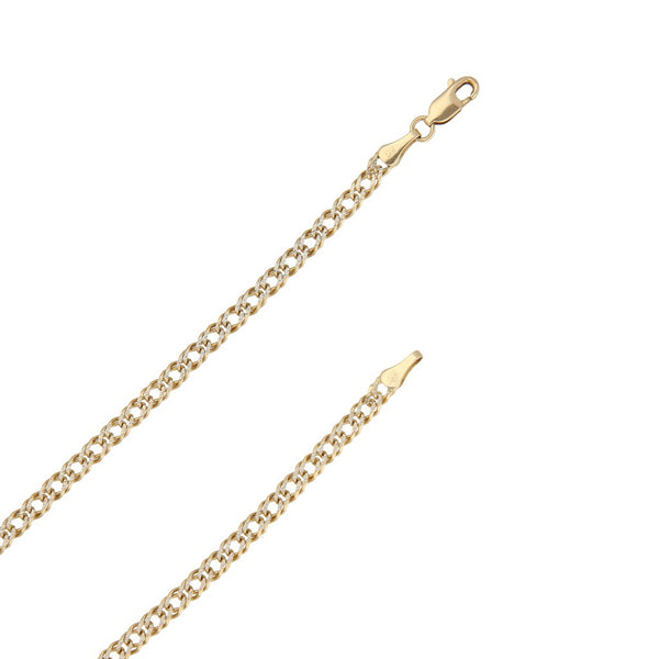 Collar eslabón encontrado doble platinado en oro amarillo 14 kilates.