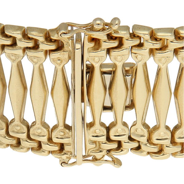 Pulsera eslabón articulado en oro amarillo 14 kilates.