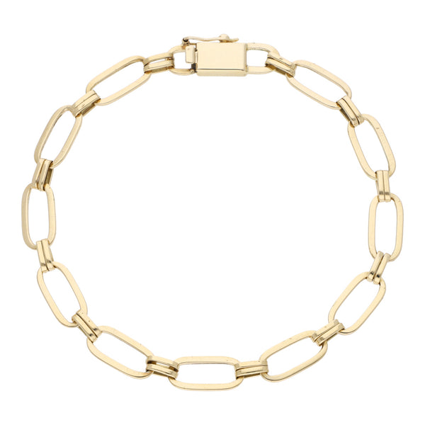 Pulsera eslabón combinado en oro amarillo 14 kilates.