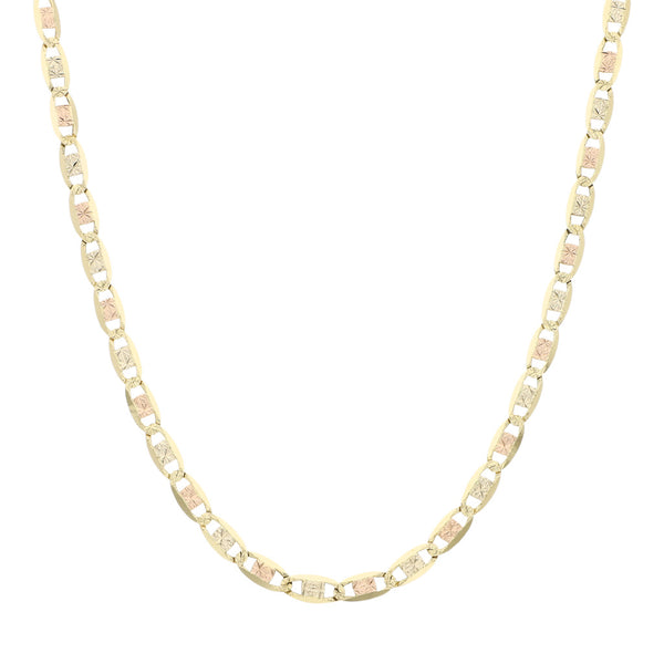 Collar eslabón nudo marino en oro tres tonos 14 kilates.