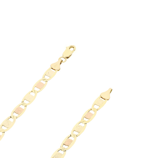 Collar eslabón nudo marino en oro tres tonos 14 kilates.