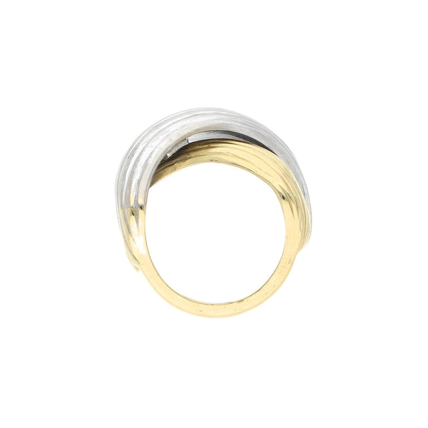 Anillo estriado en oro dos tonos 18 kilates.