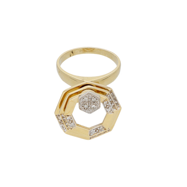 Anillo giratorio con diamantes en oro amarillo 14 kilates.