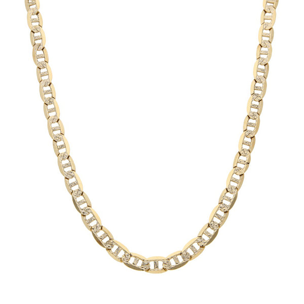 Collar eslabón nudo marino platinado en oro amarillo 14 kilates.