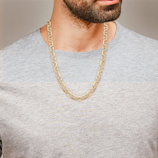 Collar eslabón nudo marino platinado en oro amarillo 14 kilates.