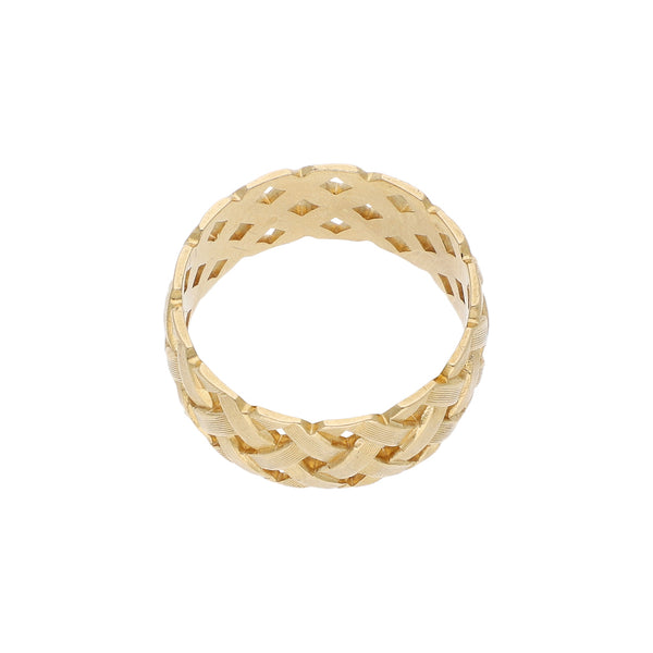 Argolla calada en oro amarillo 14 kilates.