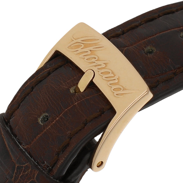 Reloj Chopard para dama modelo Happy Sport caja y broche en oro rosa 18 kilates.