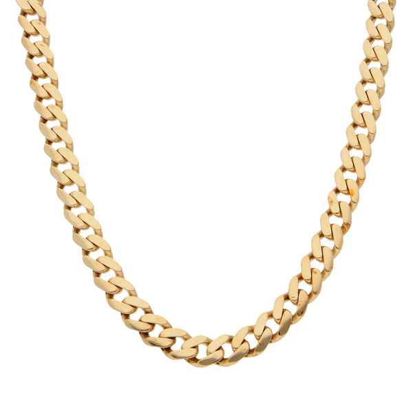 Collar eslabón encontrado con aplicación motivo cráneo y sintéticos en oro amarillo 14 kilates