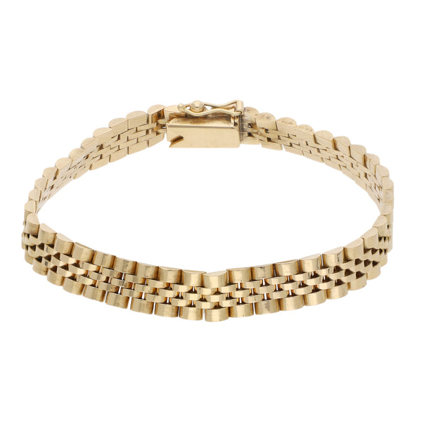 Pulsera eslabón articulado en oro amarillo 14 kilates.