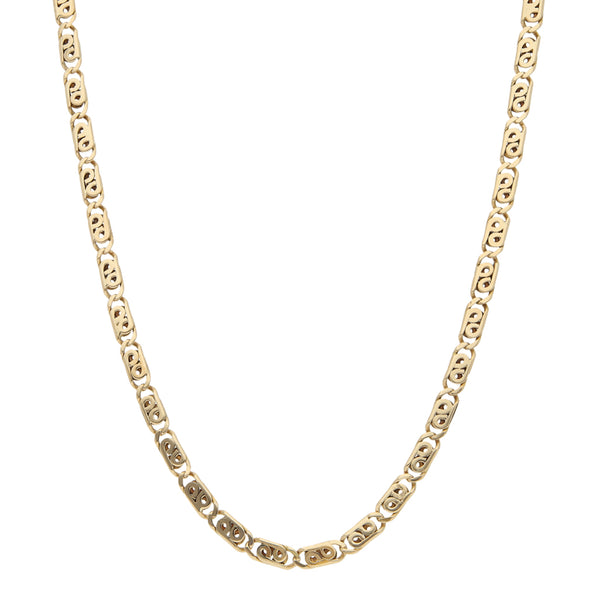 Collar eslabón nudo egipcio en oro amarillo 14 kilates.