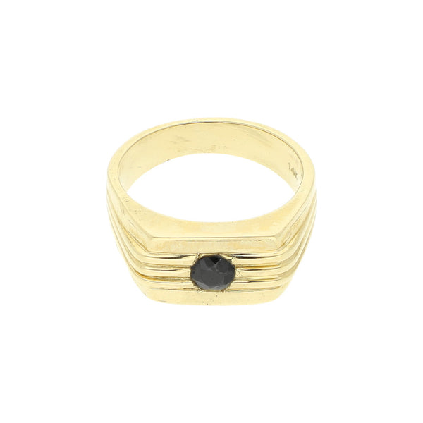 Anillo diseño especial con sintético en oro amarillo 14 kilates.