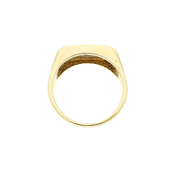 Anillo diseño especial con sintético en oro amarillo 14 kilates.