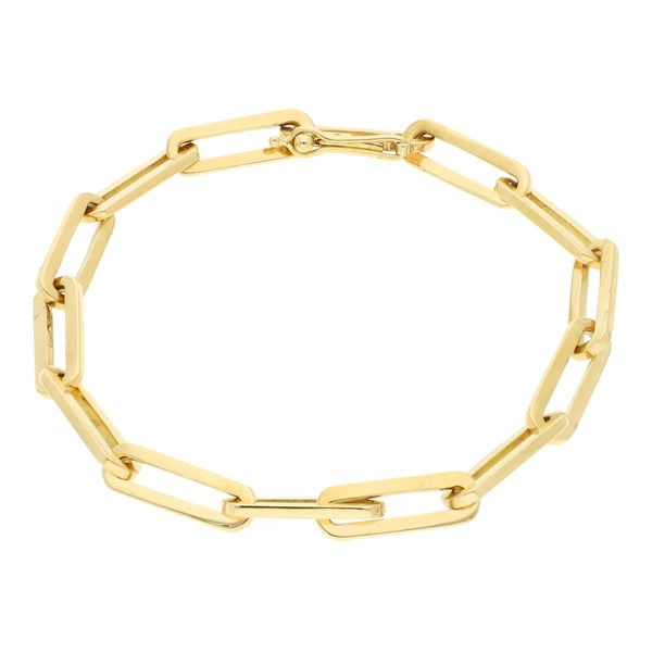 Pulsera eslabón cruzado en oro amarillo 18 kilates.