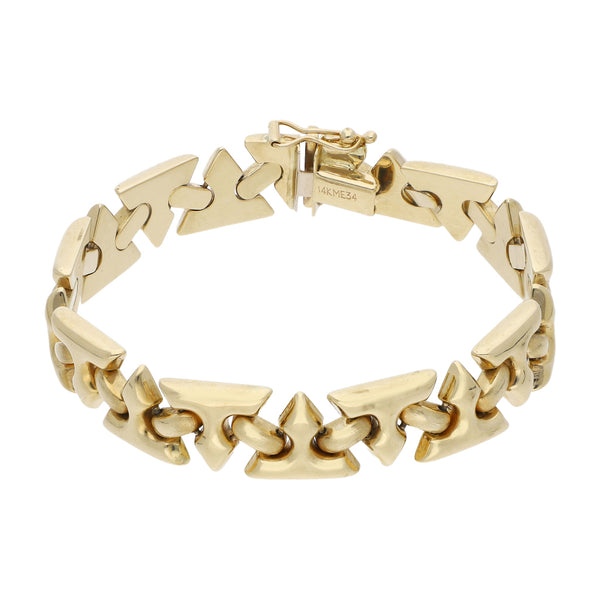 Pulsera eslabón articulado en oro amarillo 14 kilates.