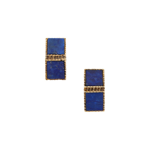 Aretes diseño especial con sintéticos en oro amarillo 14 kilates.