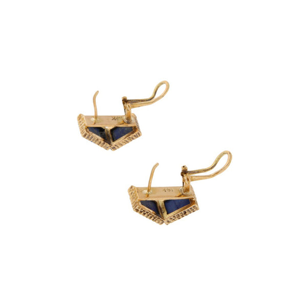Aretes diseño especial con sintéticos en oro amarillo 14 kilates.