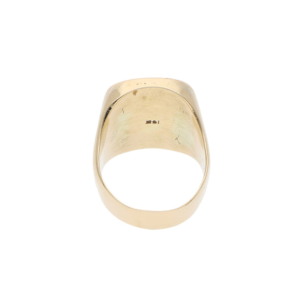 Anillo tipo sello con lapislazuli en oro amarillo 12 kilates.