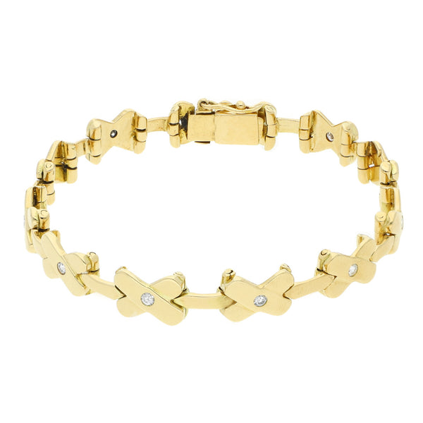 Pulsera eslabón articulado con diamantes en oro amarillo 16 kilates.