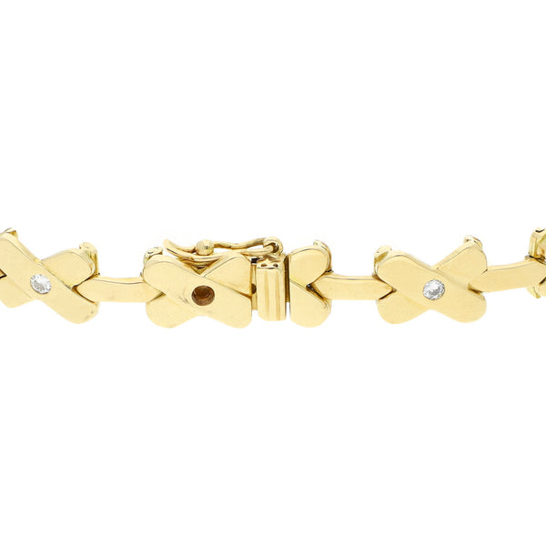 Pulsera eslabón articulado con diamantes en oro amarillo 16 kilates.