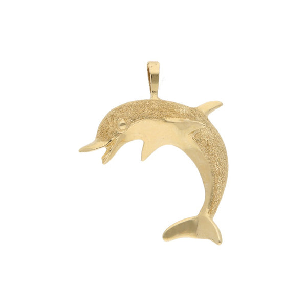 Dije diseño especial motivo delfín en oro amarillo 14 kilates.