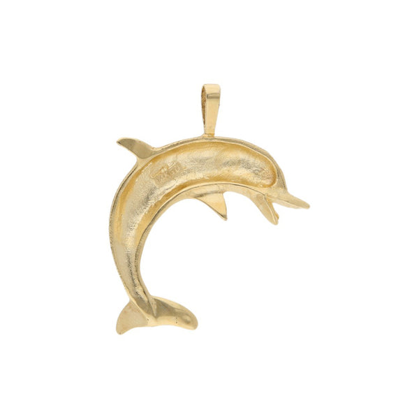 Dije diseño especial motivo delfín en oro amarillo 14 kilates.
