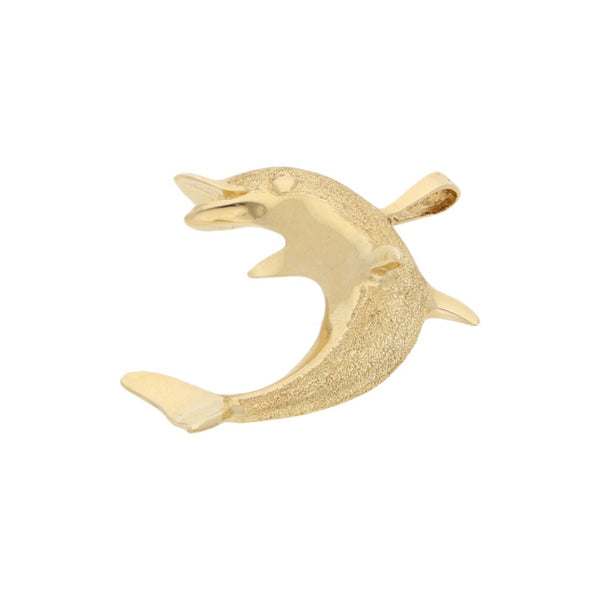 Dije diseño especial motivo delfín en oro amarillo 14 kilates.