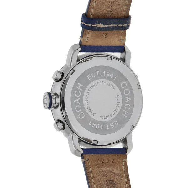 Reloj Coach para caballero en acero inoxidable correa piel.